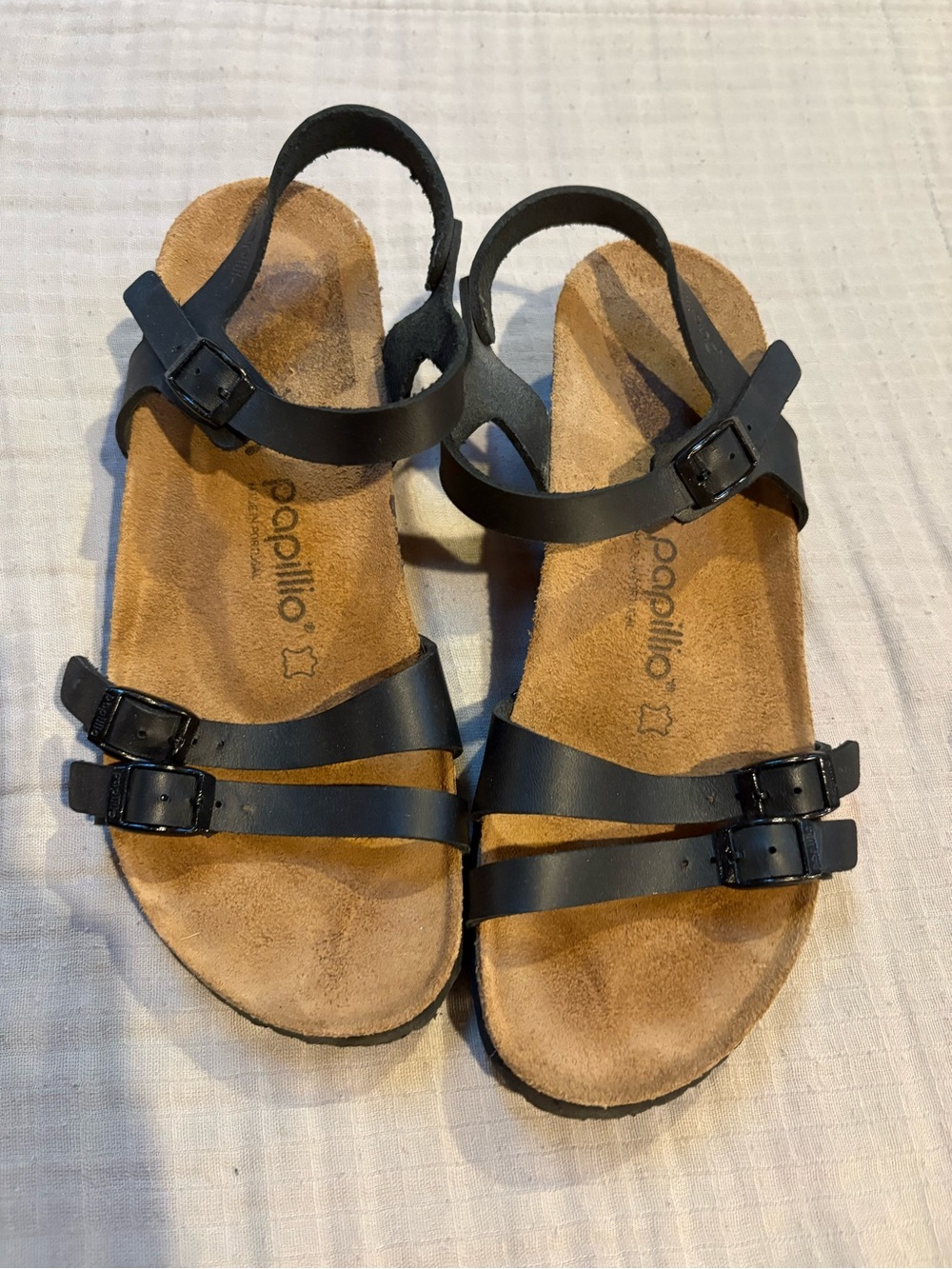 Papillio Black Strappy Buckle Sandals